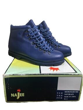 LL Cool J Najee Kilimanjaro Mid Blue Leather Boots Sz 13 Deadstock Vintage 90s